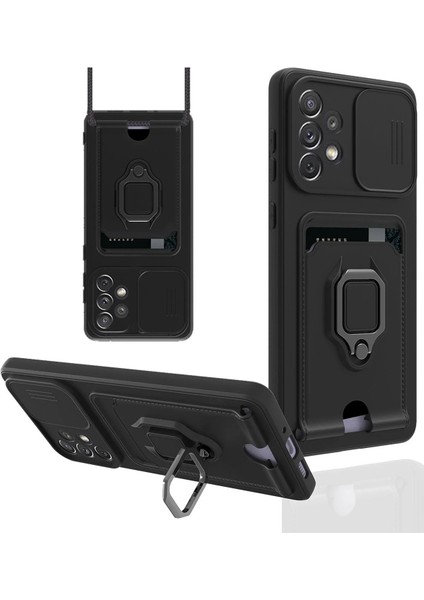 Samsung Galaxy A33 5g Kılıf Zuma Kartvizitli Yüzüklü Silikon - SIYAH-(5796) - N623J871-M89623