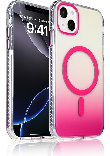 iPhone 15 Kılıf M-Safe Şarj Özellikli Transparan Renk Geçişli Zore Toros Kapak - Siyah fiyatları