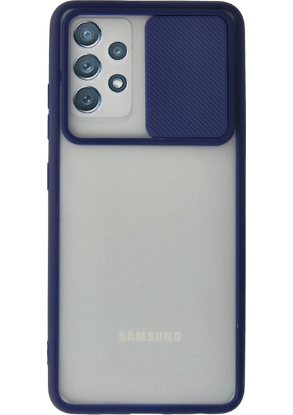 Samsung Galaxy A72 Kılıf Palm Buzlu Kamera Sürgülü Silikon - LACIVERT-(5796) - N041J592-M96041