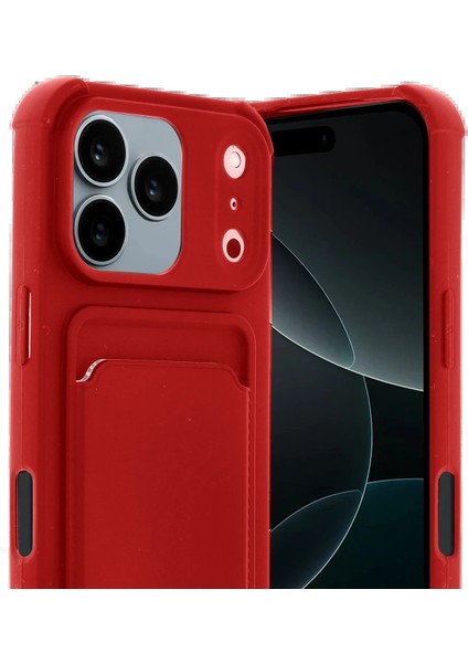 Apple iPhone 17 Pro Kelvin Kartvizitli Silikon - KIRMIZI-(5796) - N265J959-M89265