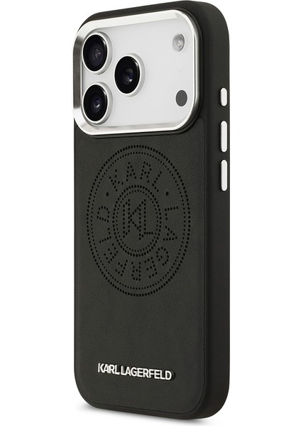 iPhone 17 Pro Max Kılıf Karl Lagerfeld Lisanslı M-Safeli Delikli Tasarım Metal Logolu Pu Deri Siyah fiyatları