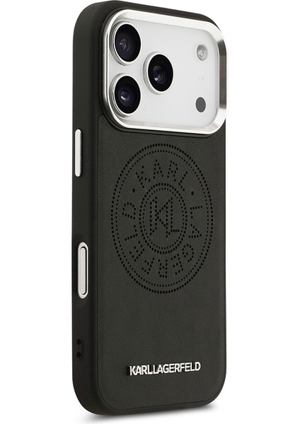 iPhone 17 Pro Max Kılıf Karl Lagerfeld Lisanslı M-Safeli Delikli Tasarım Metal Logolu Pu Deri Siyah fırsatları