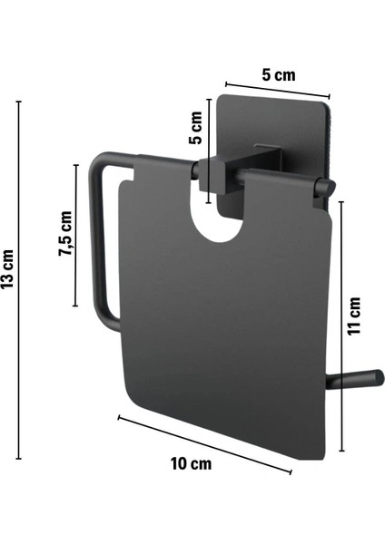 Kendiliğinden Yapışkanlı Siyah Paslanmaz Metal Kapaklı Tuvalet Kağıtlığı Aparatı (4887) modelleri