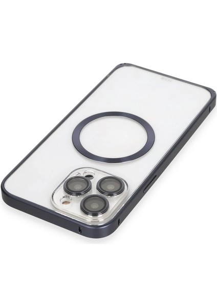 iPhone 15 Pro Kılıf Metal Bumper Magneticsafe Kapak - LACIVERT-(5796) - N812J987-M95812 fırsatları