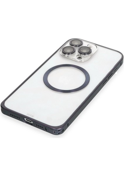 iPhone 15 Pro Kılıf Metal Bumper Magneticsafe Kapak - LACIVERT-(5796) - N812J987-M95812 indirimleri