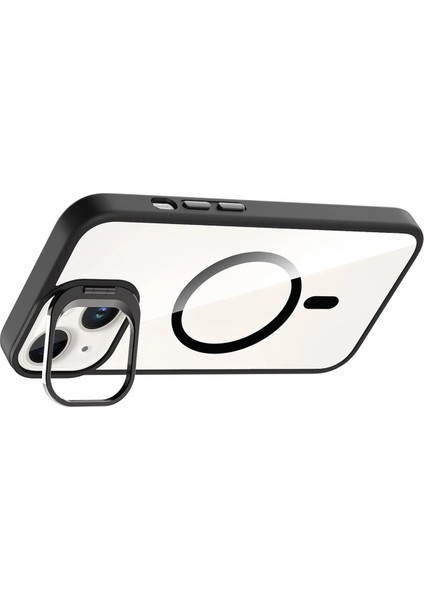 Apple iPhone 13 Remim Lensli Magsafe Standlı Kapak - SIYAH-(5796) - N632J701-M68632 modelleri