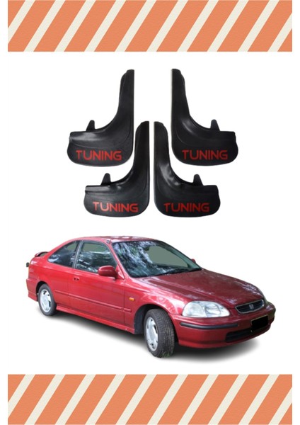 Honda Civic 1995-2001 Tunıng Yazılı 4'lü Tozluk Çamurluk Paçalık