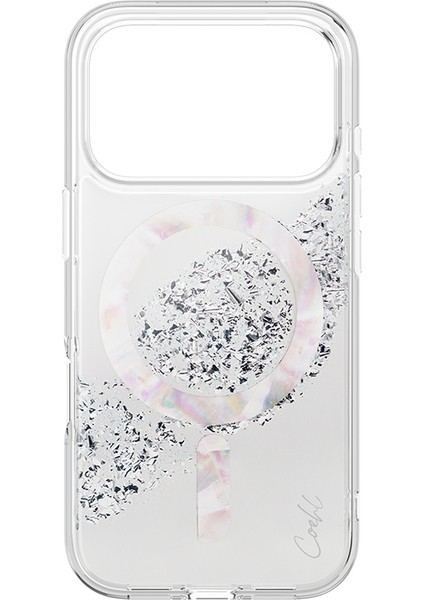 iPhone 17 Pro Uyumlu Kılıf M-Safe Şarj Parlak Kristal Desenli Coehl Crystelle Kapak Gümüş fiyatları
