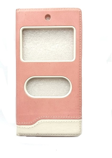 ESLIFETECH26AKSESUAR General Mobile Gm 4g One Uyumlu Kapaklı Pencereli Kılıf-Pembe