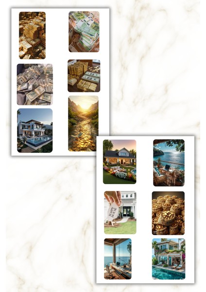 Ev ve Para Hayal/yaratım Panosu -Dream Board Sticker Seti 2 Sayfa 12 Parça-Ajanda-Journal-Manifest fiyatları