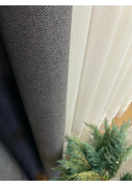 Keten Gri Renk 1/3 Sık Pile Kalın Tek Kanat Fon Perde fiyatları
