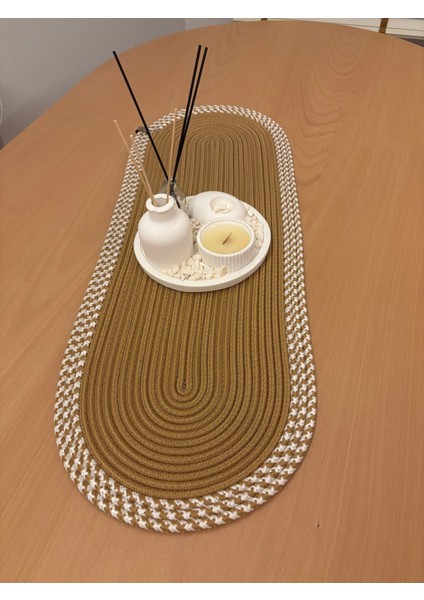 Herakles Amerikan Servis El Yapımı Pamuklu Natural Jüt Örme Desenli Runner 30X80 modelleri