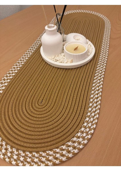 Herakles Amerikan Servis El Yapımı Pamuklu Natural Jüt Örme Desenli Runner 30X80 fırsatları