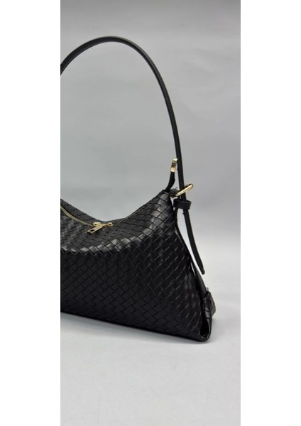 The Moiss Örgü Desenli Siyah Renk Fermuarlı El ve Omuz Çantasi fiyatları