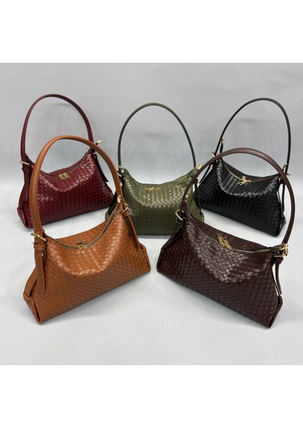 The Moiss Örgü Desenli Siyah Renk Fermuarlı El ve Omuz Çantasi modelleri