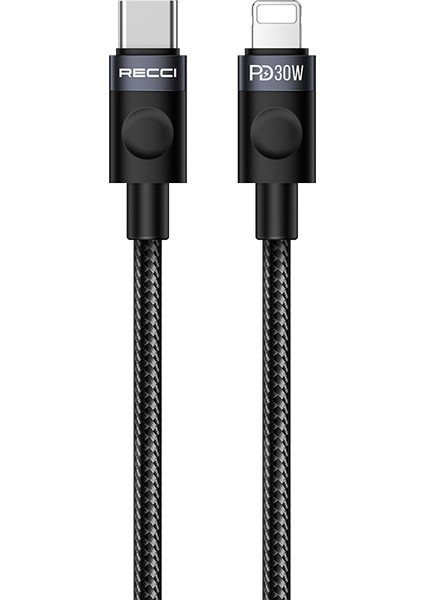RS50CL Type-C To Lightning Pd Hızlı Şarj Özellikli Data ve Şarj Kablosu 30W 1m Siyah