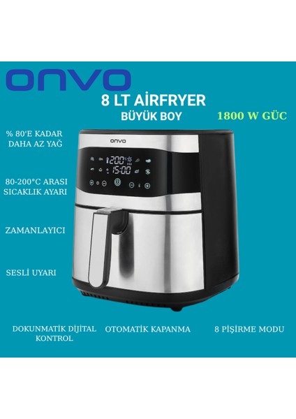 Airfryer 8 Lt Yağsız Fritöz