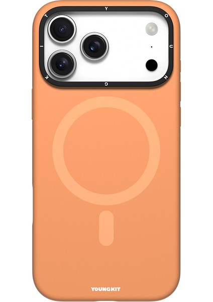 iPhone 17 Pro Max Uyumlu Kılıf M-Safe Şarjlı Kamera Standlı Youngkit Gel Cream Serisi Kapak Turuncu