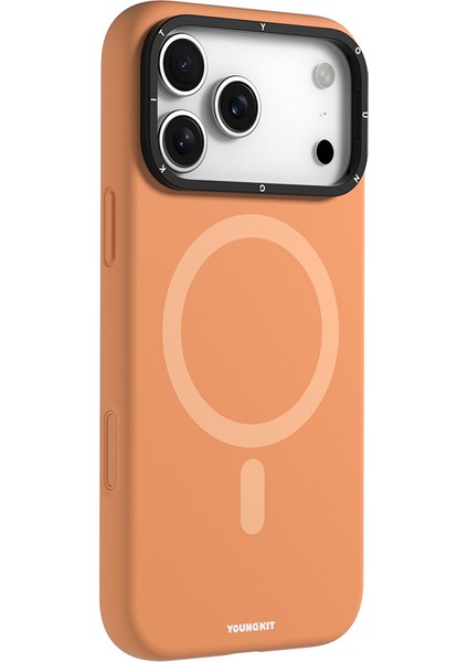 iPhone 17 Pro Max Uyumlu Kılıf M-Safe Şarjlı Kamera Standlı Youngkit Gel Cream Serisi Kapak Turuncu fiyatları