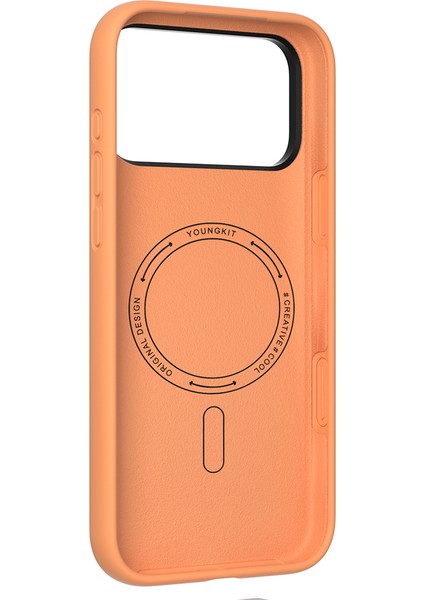 iPhone 17 Pro Max Uyumlu Kılıf M-Safe Şarjlı Kamera Standlı Youngkit Gel Cream Serisi Kapak Turuncu indirimleri