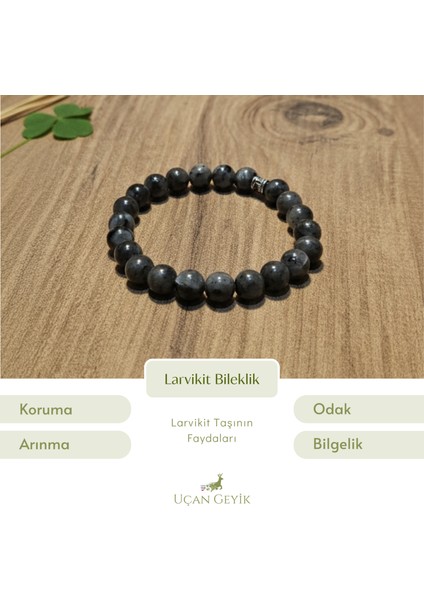Larvikit Doğal Taş Bileklik 8mm - Doğal Taş Şifa Bilekliği