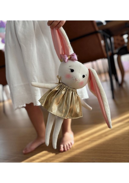Oyuncak Bebek El Yapımı %100 Pamuk Bez Bebek Tavşan Tofi Hediye Kutulu