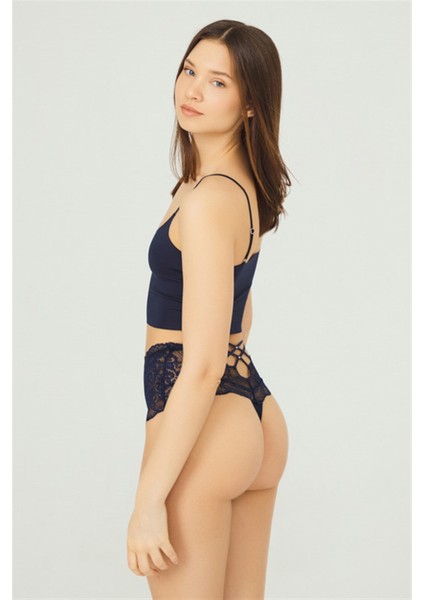 Kırmızı Dantelli Lastik Detaylı Yüksek Bel Kadın Tanga Külot fiyatları