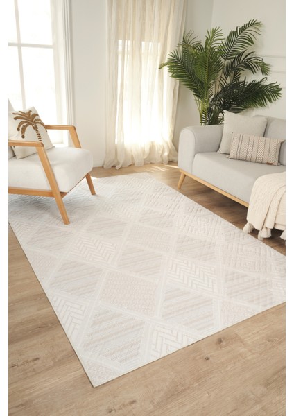 Kaylee Yıkanabilir Kaymaz Tabanlı Embos Kesme Rulo Halı Yolluk Salon,oturma Odası,mutfak KREM-7033 fiyatları