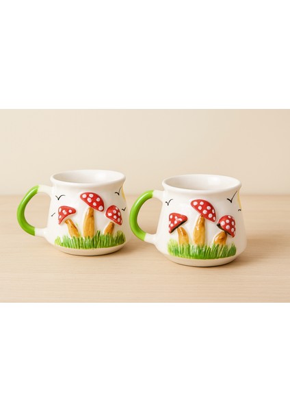 el yapımı seramik mantar kupa seti (2’li) – doğal, rustik ve dekoratif kahve & çay kupaları – 200 ml – hediyelik seramik bardak fiyatları