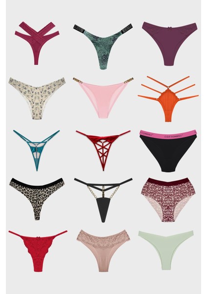 Kadın Bikini Külot Brezilya Külot Tanga Külot Karma Paket 10'lu modelleri