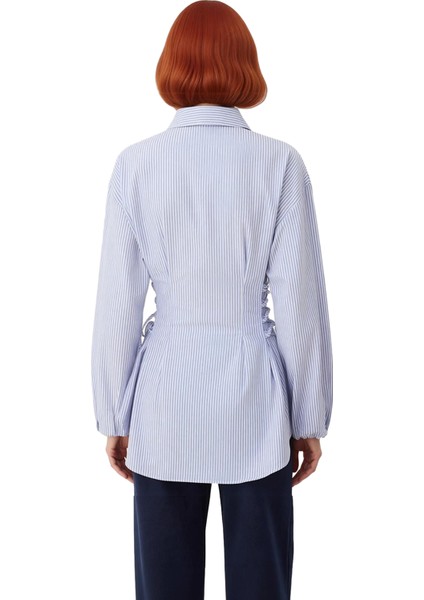 Kadın Bel Bağlama Detaylı Uzun Kollu Dokuma Gömlek Günlük Şıklık ve Konfor Sunan Modern Bir Tasarım indirimleri