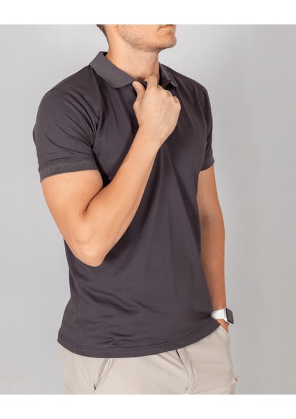 Erkek Antrasit Slim Fit Polo Yaka T-Shirt fiyatları