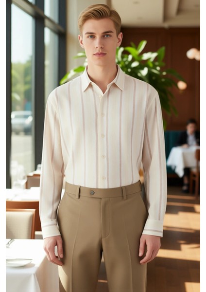 Unisex Çizgili Oversize Gömlek Fonksiyonel Dayanıklı Kaliteli Konforlu Estetik Premium Şık