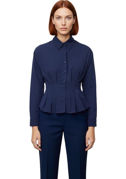 Kadın Dokuma Gömlek Bele Oturan Kesim Pile Detayları Şık ve Konforlu Bir Giyim Deneyimi Spor fiyatları