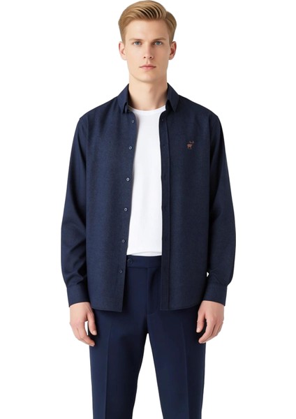 Erkek Casual Flanel Gömlek Regular Kesim Uzun Kollu Nakışlı Tasarım Ile Konfor Fonksiyonel fiyatları