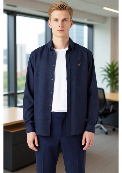 Erkek Casual Flanel Gömlek Regular Kesim Uzun Kollu Nakışlı Tasarım Ile Konfor Fonksiyonel fırsatları