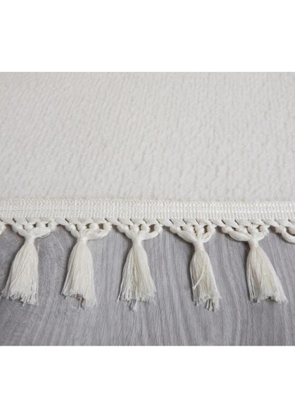 Krem Cloudy Düğüm Saçaklı Post Peluş Halı Kaymaz Taban Yumuşacık Yolluk Modern Halı fiyatları