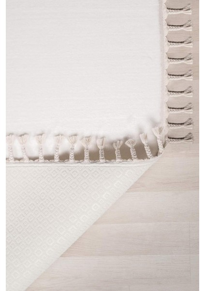 Cloudy Beyaz Saçaklı Peluş Yolluk Yumuşacık Yıkanabilir Kaymaz Taban Halı Salon Oturma Odası fırsatları