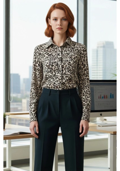 Kadın Leopar Desenli Vual Gömlek Fonksiyonel Dayanıklı Kaliteli Konforlu Estetik Premium Şık modelleri