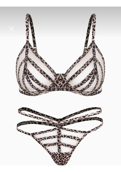 Saten Biyeli Tül Sütyen Tanga Takım - Kapsız - Fashion - Lepoar fiyatları