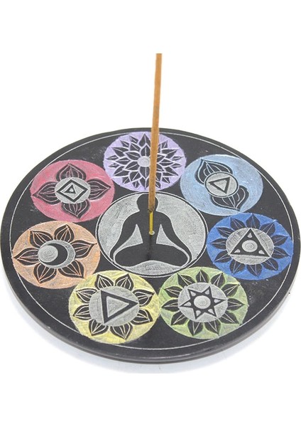Obsidian Taşı 7 Çakra ( Chakra ) Tasarımı Tütsülük KSK2214