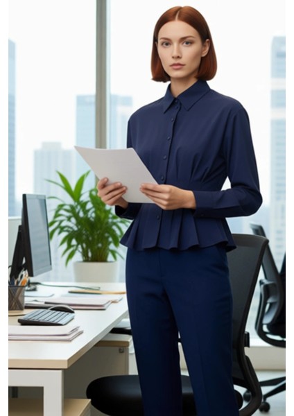 Kadın Crop Boy Dokuma Gömlek Bele Oturan Kesim Modern Şıklık ve Konfor Bir Arada Dayanıklı fırsatları