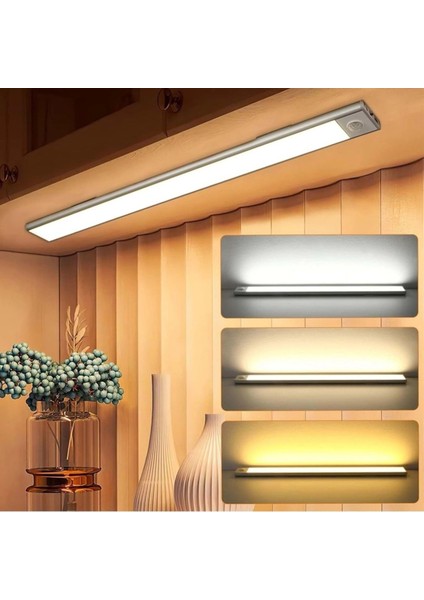 50 cm Manyetik Şarjlı LED Dolap/tezgâh Altı Lamba Hareket Sensörlü 3 Renk Kısılabilir USB Type-C fırsatları
