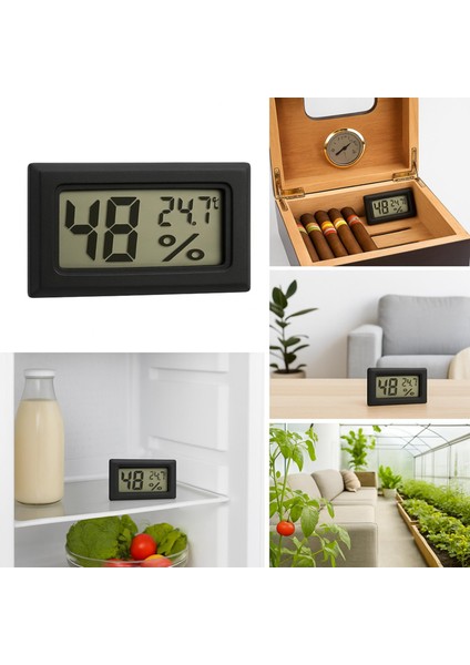 Dijital LCD Nem Sıcaklık Ölçer Mini Termometre Probsuz indirimleri
