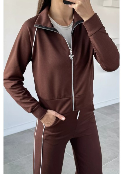 Kadın Şerit Detaylı Fermuarlı Eşofman Takımı P-00019042 fiyatları