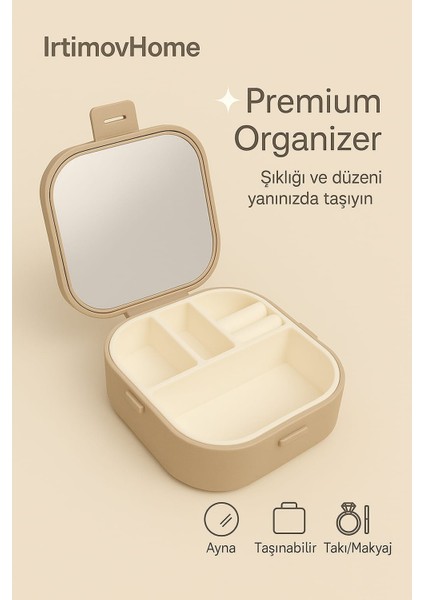Makyaj Aynalı Takı ve Aksesuar Kutusu | Taşınabilir Organizer Kutu fiyatları