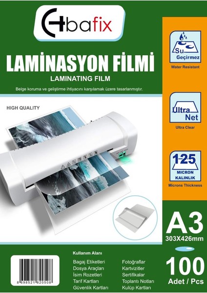 Bafix Laminasyon Filmi A3 125 Mıc 303-426