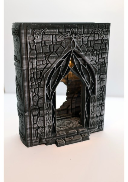 📖 Arcane Tome | Kabartmalı Kadim Kitap – Orta Çağ Tarzı Gotik Peri Ledli Kütüphane Dekoru