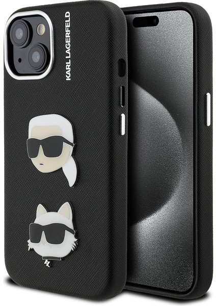 iPhone 15 Kılıf Karl Lagerfeld Orjinal Lisanslı K&c Heads Pin Kapak