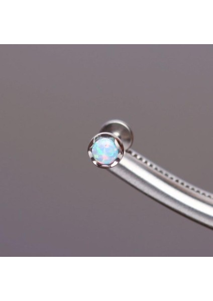 Yüksek Kalite G23 Titanium Titanyum / Beyaz Opal 4mm x 6mm x 1.2mm Labret Piercing